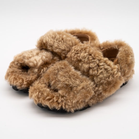 size 36eu 6 US Miu Miu Camel Brown Shearling Sandals - Picture 1 of 13